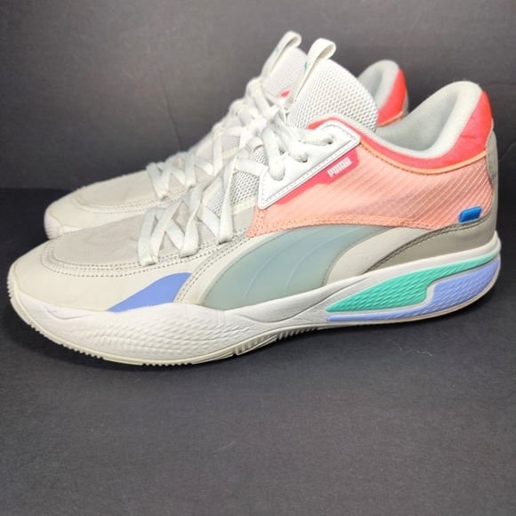 PUMA Court Rider Men's Basketball Sneaker White Multicolor Shoes Size 14 - Picture 1 of 11